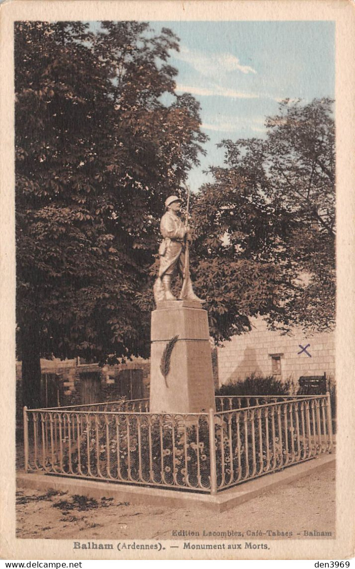 BALHAM (Ardennes) - Monument Aux Morts - Ecrit 1933 (2 Scans) - Autres & Non Classés