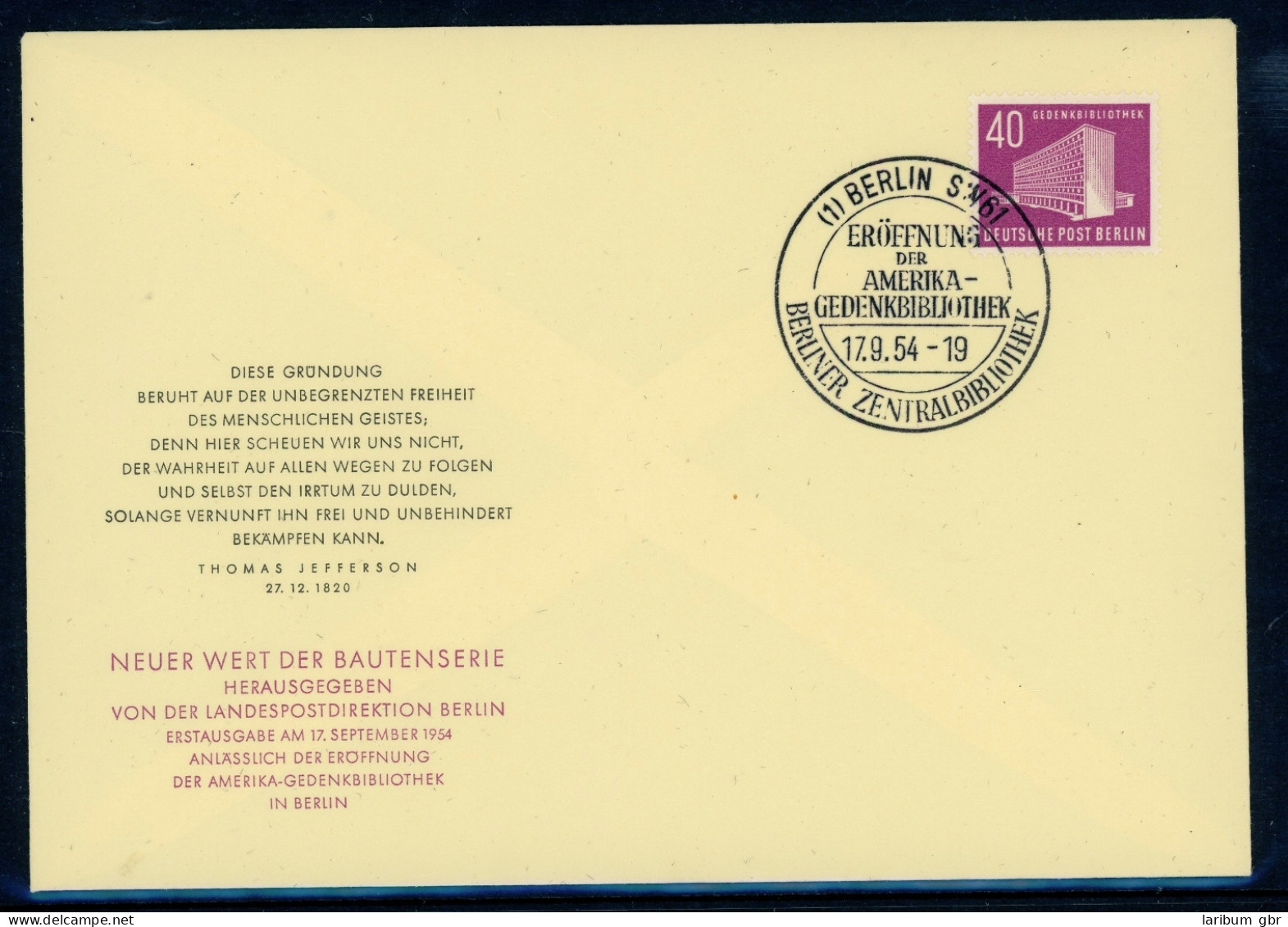 Berlin 122 Amtlicher Ersttagesbrief/FDC #HE428 - Other & Unclassified