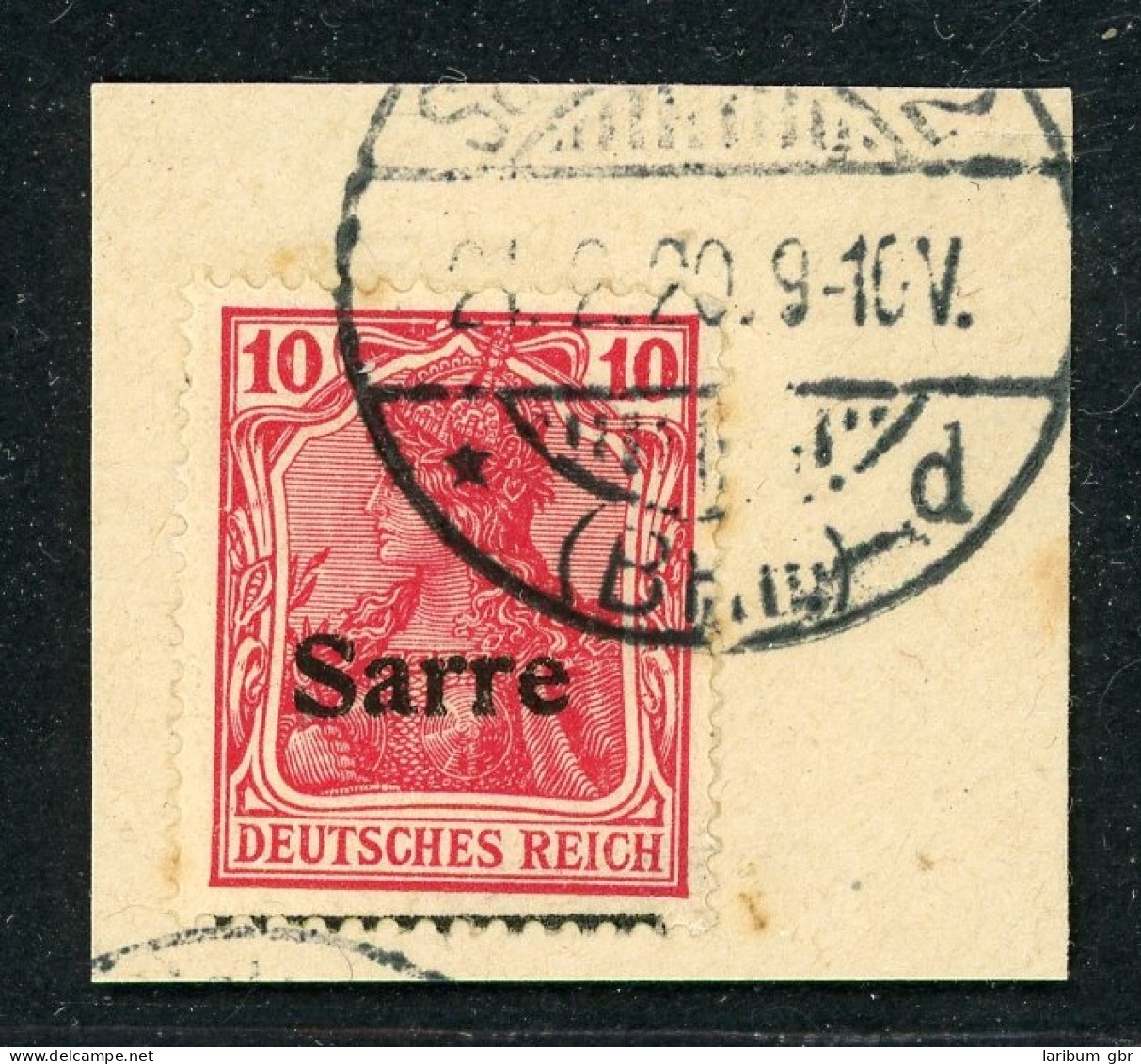 Saar Verschobener Aufdruck 6 A I F III Geprüft Burger Briefstück #HF157 - Memel (Klaipeda) 1923
