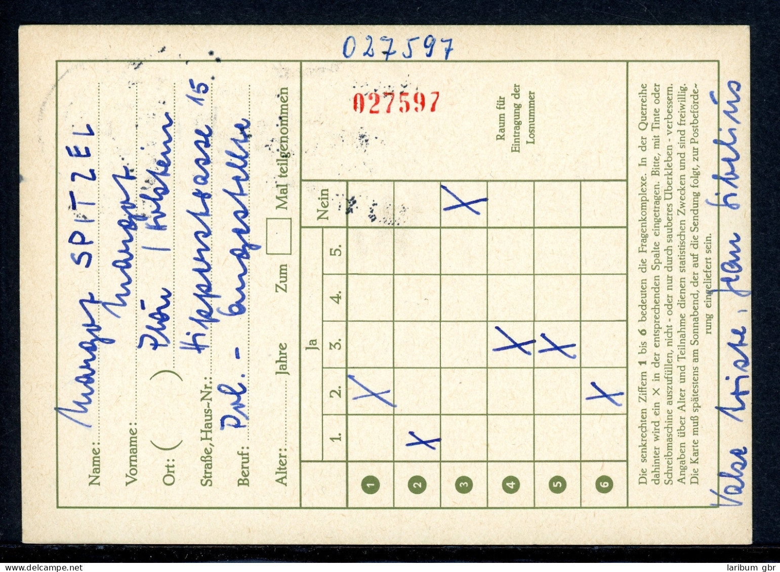 Bund Funklotterie-Postkarte FP 8 Gestempelt #HO582 - Andere & Zonder Classificatie