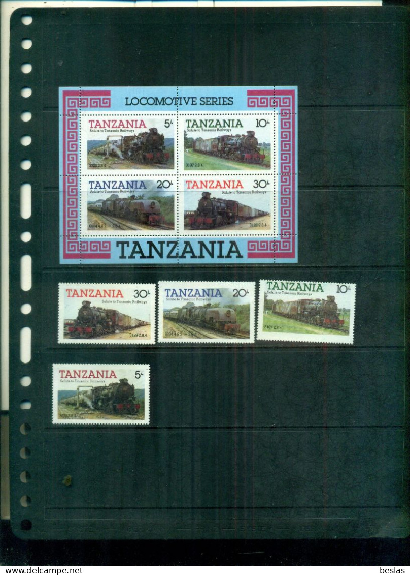 TANZANIA  LOCOMOTIVES  4 VAL+ BF  NEUFS A PARTIR DE 1 EURO - Tanzania (1964-...)