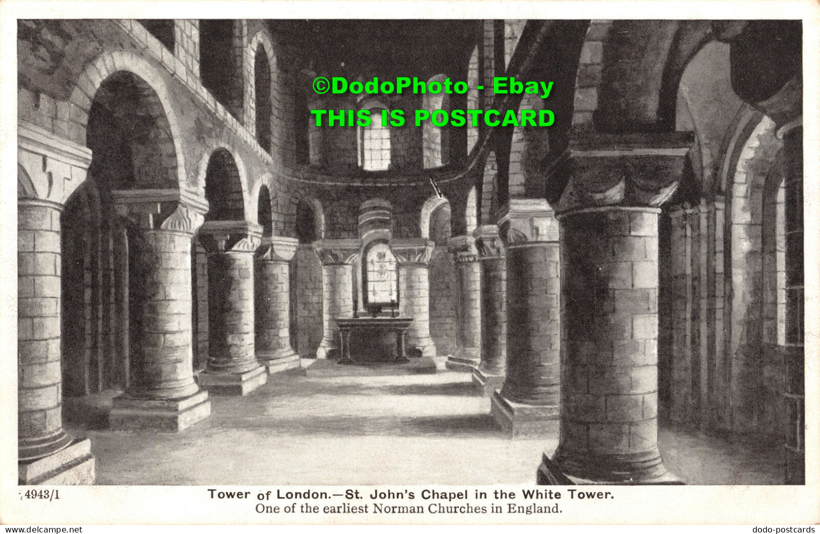 R358209 Tower Of London. St. John Chapel In The White Tower. One Of The Earliest - Other & Unclassified