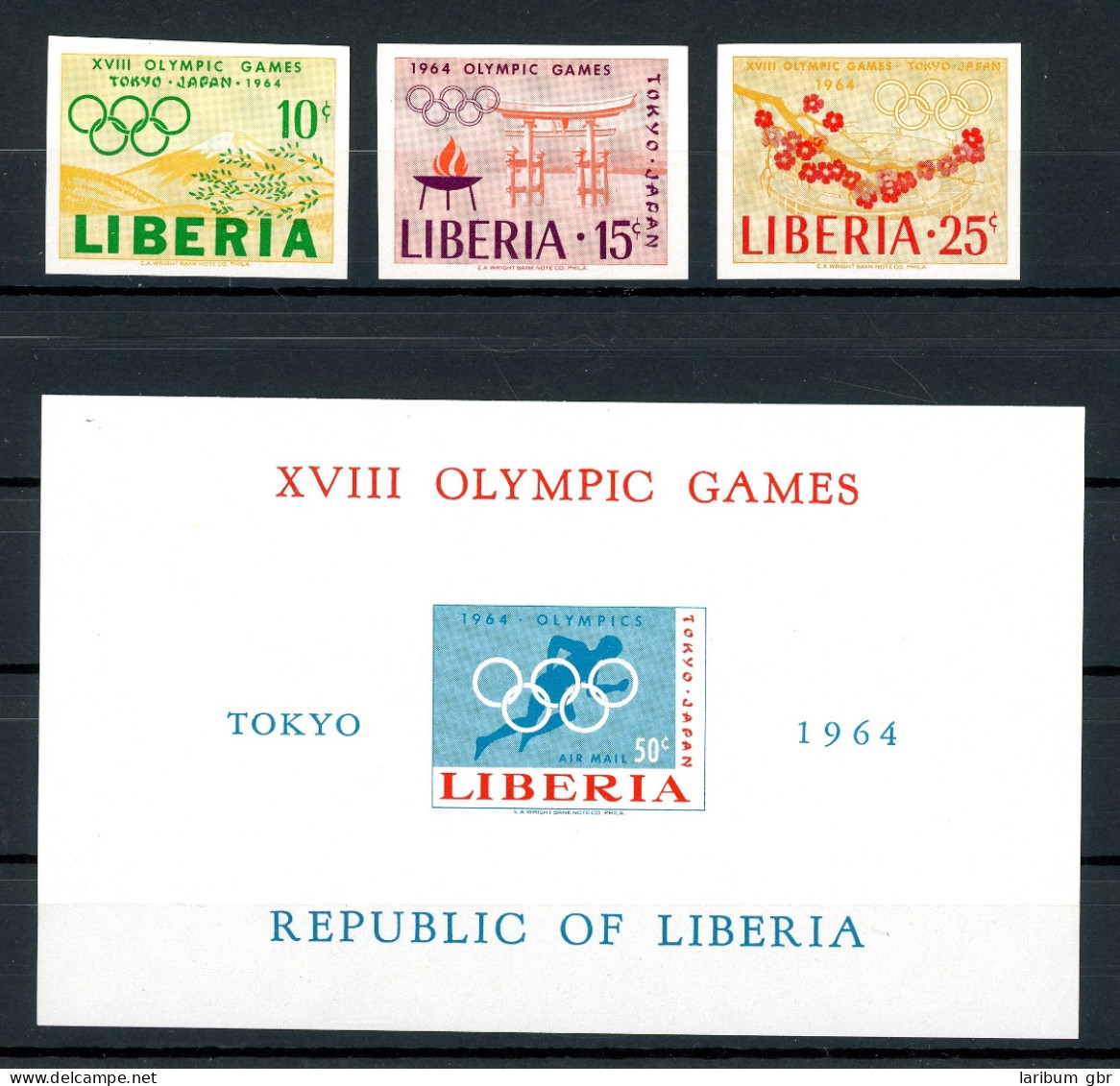 Liberia 623-625 B + Bl. 31 B Postfrisch Tokio 1964 #ID152 - Liberia