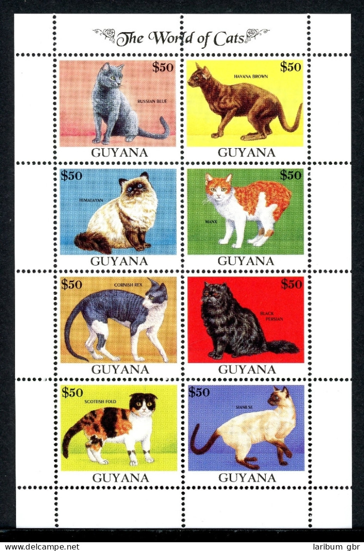 Guyana ZD-Bogen 3843-3850 Postfrisch Katzen #HK201 - Guyane (1966-...)