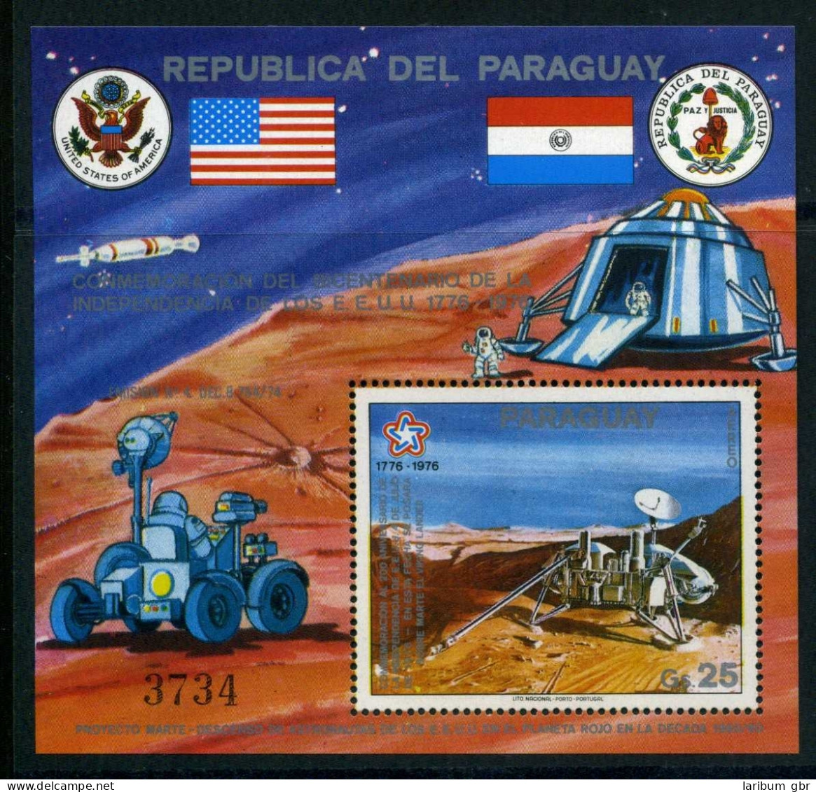 Paraguay Block 282 Postfrisch Raumfahrt #HK235 - Autres & Non Classés