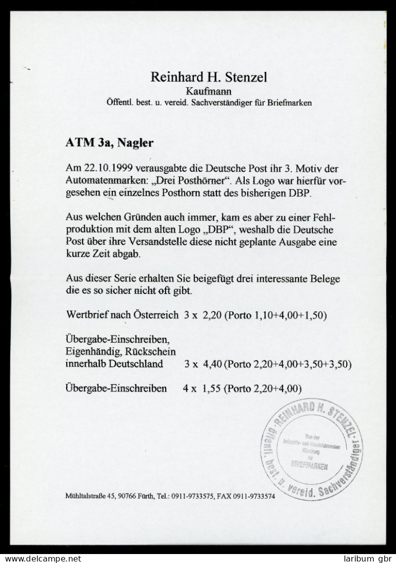 Bund 3 Portogerechte MeF ATM 3.1 Prüfbericht Mehrfachfrankatur #IY277 - Autres & Non Classés