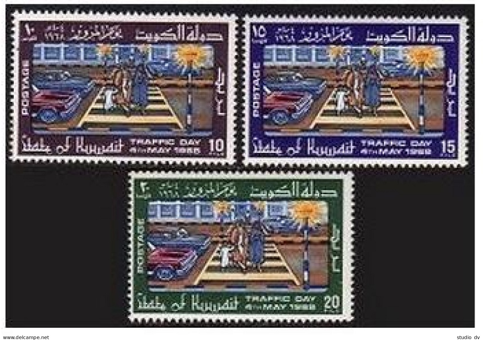 Kuwait 395-397, Hinged. Michel 389-391. Traffic Day, 1968. Street Crossing. - Kuwait