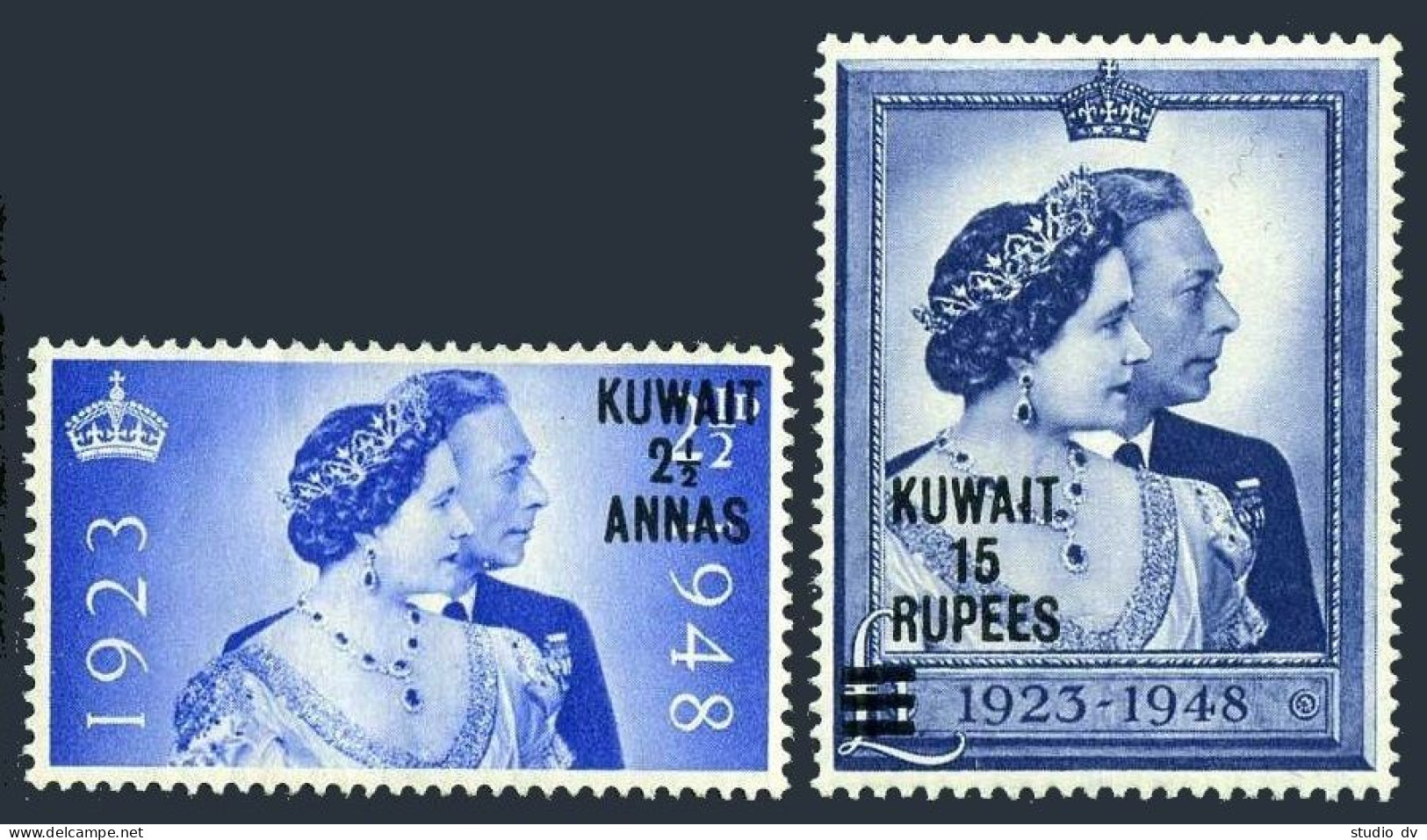 Kuwait 82-83, Hinged. Michel 75-76. Silver Wedding 1948. George VI & Elizabeth. - Kuwait