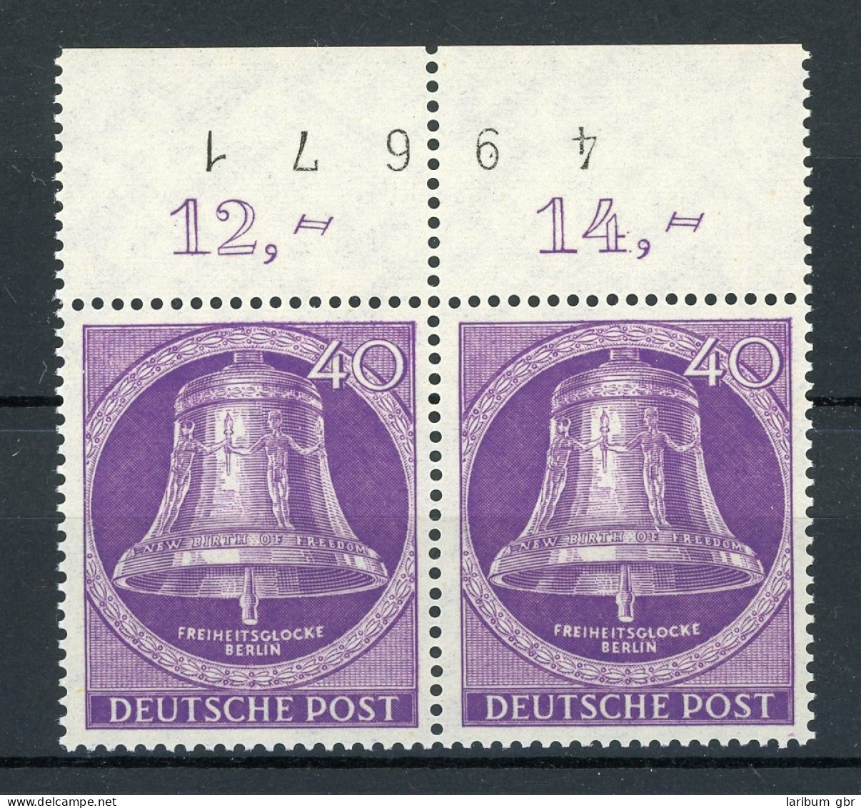 Berlin Waag. Paar Oberrand 105 Postfrisch Bogenzählnummer #IT822 - Unused Stamps