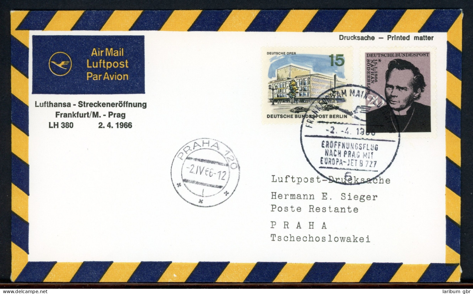 Bund Lufthansa Erstflug Frankfurt-Prag 2.4.66 504 #HO560 - Sonstige & Ohne Zuordnung