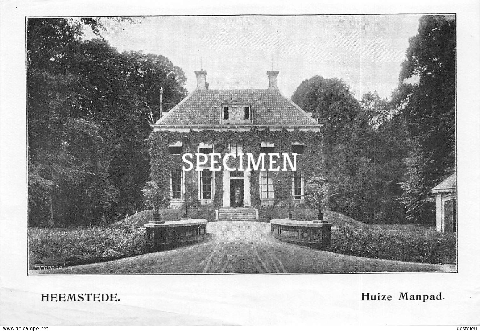 Prent - Huize Manpad - Heemstede   - 8.5x12.5 Cm - Otros & Sin Clasificación