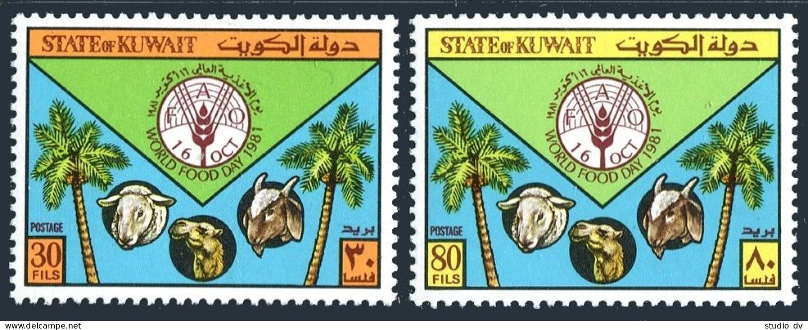 Kuwait 874-875, MNH. Michel 916-917. FAO 1981. Farm Animals: Coat, Camel, Sheep. - Koweït