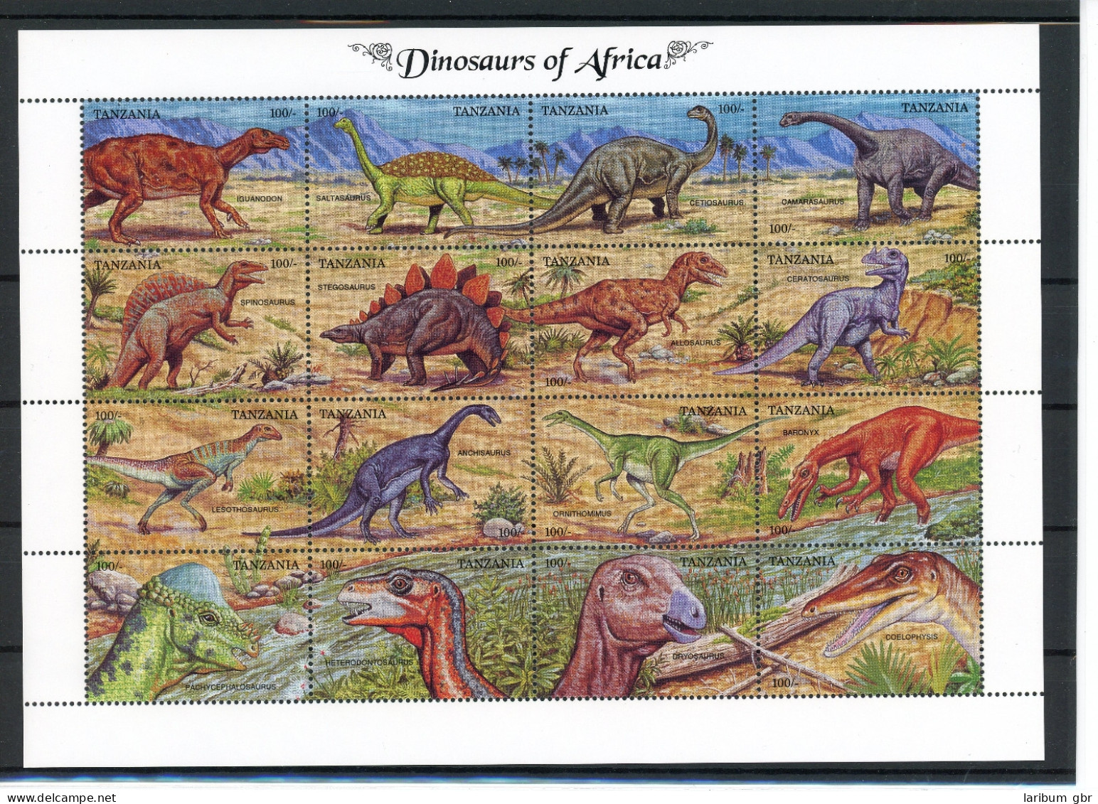 Tansania Kleinbogen 1323-1338 Postfrisch Dinosaurier #IS881 - Tanzanie (1964-...)