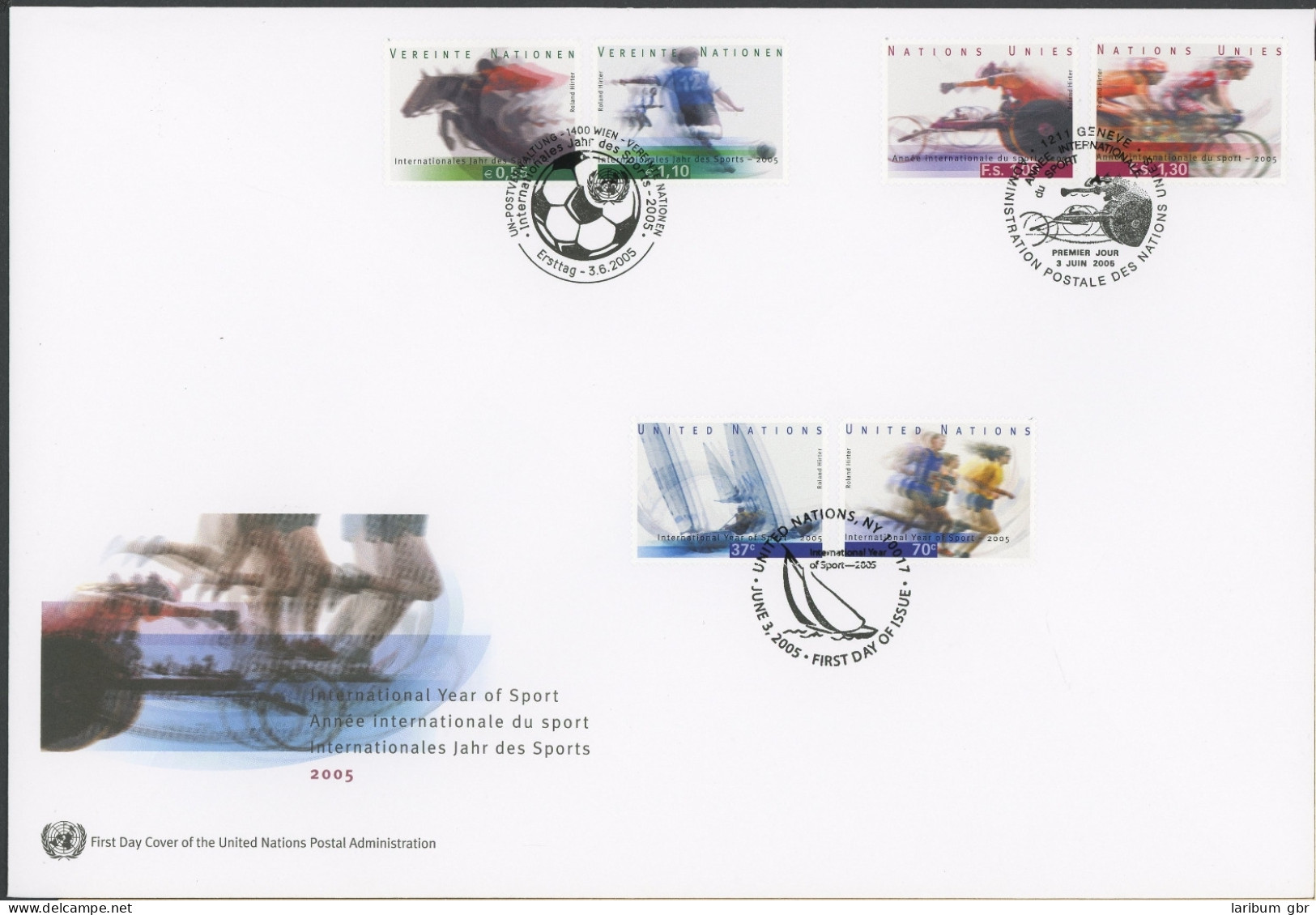UNO Trio Brief 94 Jahr Des Sports 2005 Ersttagesbrief/FDC #JE713 - Sonstige & Ohne Zuordnung