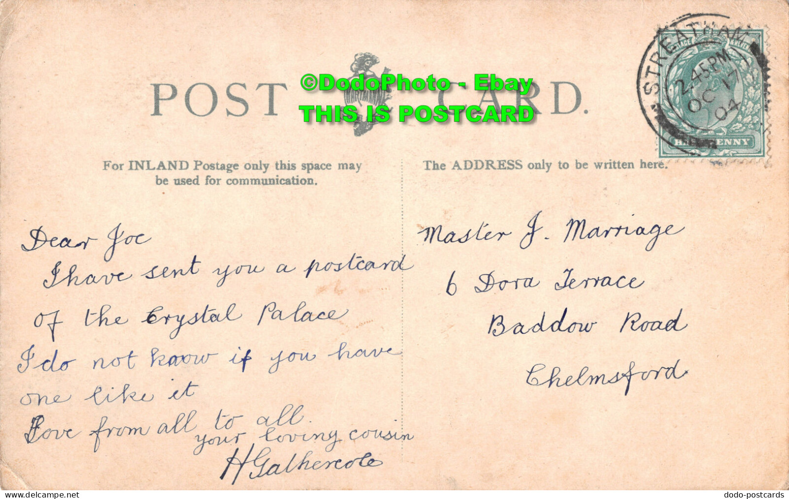 R358292 London. Crystal Palace. Hartmann. 1904 - Other & Unclassified