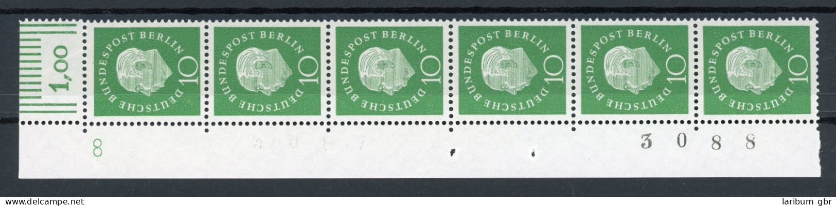 Berlin Senkr. 6er Streifen 183 DZ 8 Postfrisch Bogenzählnummer #IT916 - Unused Stamps