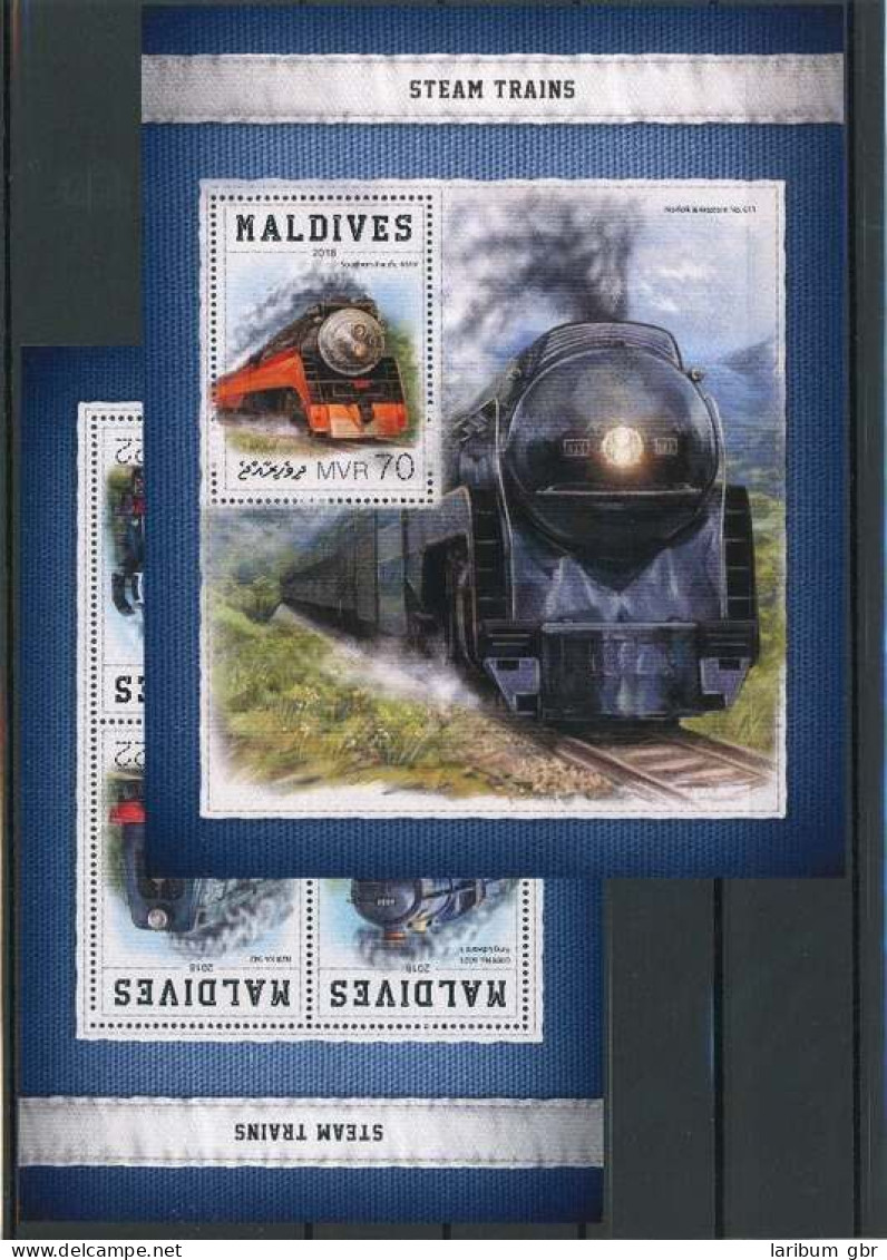 Malediven Klb 7523-7526, Block 1170 Postfrisch Eisenbahn #IX095 - Maldive (1965-...)