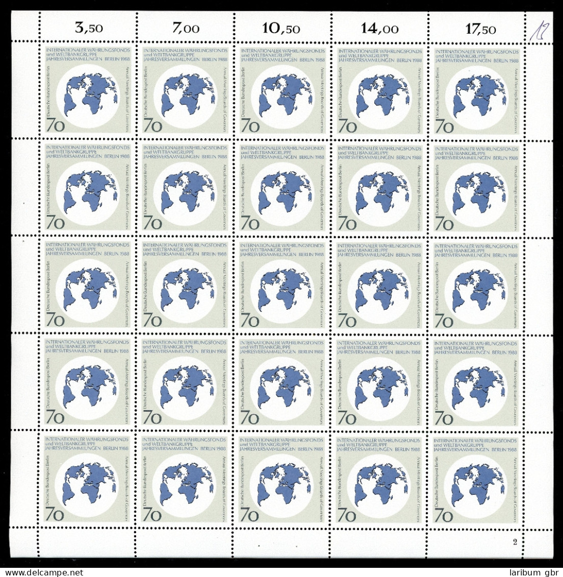 Berlin 25er Bogen 817 Postfrisch Formnummer 2 #IY879 - Other & Unclassified