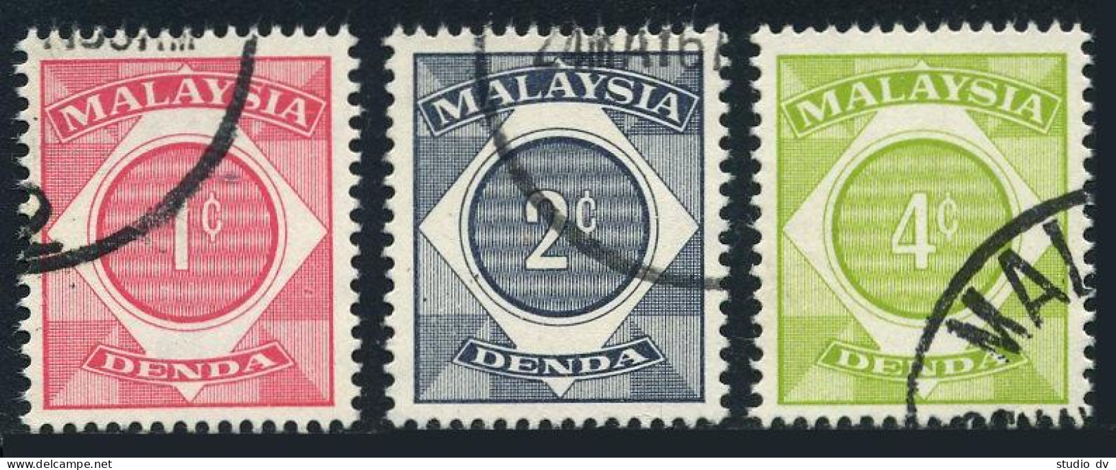 Malaysia J1-J3,CTO.Michel P8-P10. Postage Due Stamps,1966.Numeral. - Malaysia (1964-...)