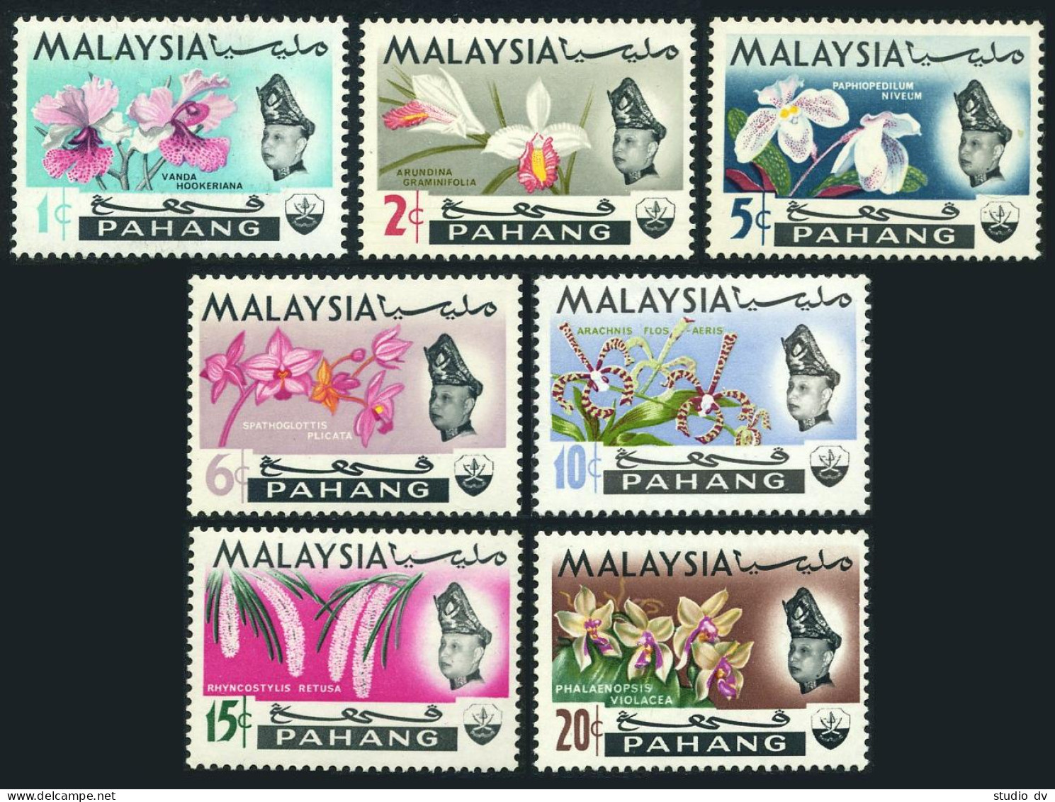 Malaysia Pahang 83-89,MNH.Michel 76-82. Orchids 1965.Sultan Abu Bakar. - Malaysia (1964-...)