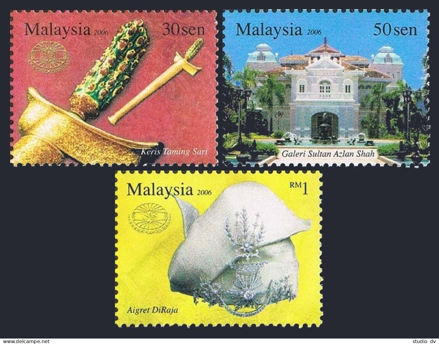 Malaysia 1100-1102, MNH. Sultan Aalan Shah Gallery, 2006.Sword,sheath,Headdress. - Malaysia (1964-...)