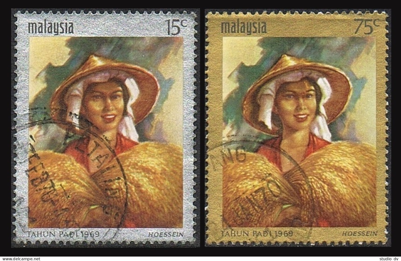 Malaysia 61-62, Used. Michel 58-59. International Rice Year 1969. Girl, Sheaves. - Malaysia (1964-...)