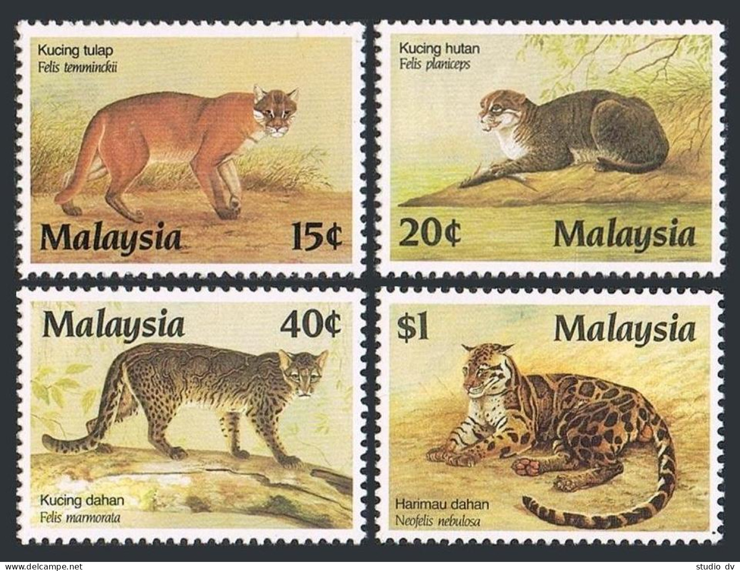 Malaysia 368-371,MNH. Michel 369-372. Protected Wildcats,1987. Felis Temminckii, - Malaysia (1964-...)