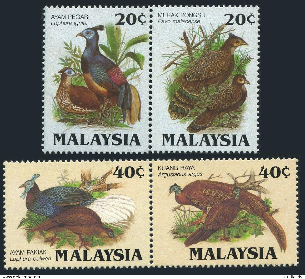 Malaysia 320-323 Perf 13 1/4,MNH.Michel 317A-320A. Birds 1985.Lophuga Ignita, - Malaysia (1964-...)