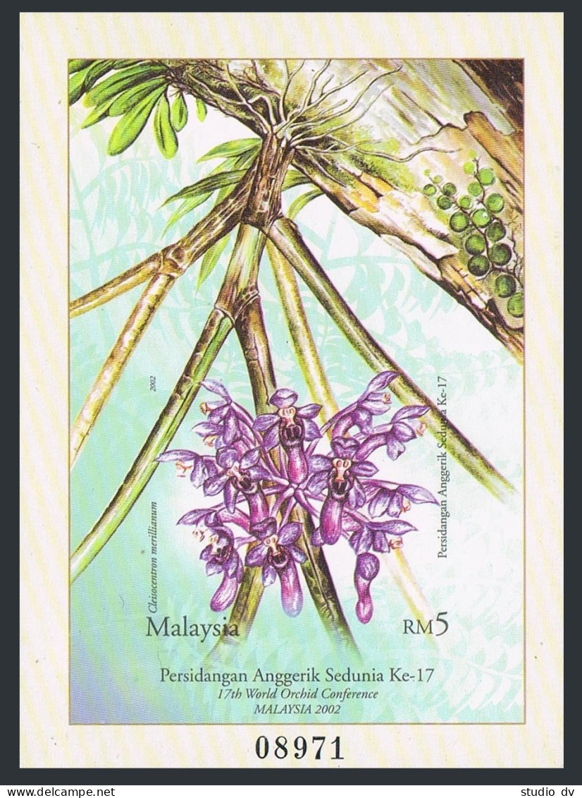 Malaysia 877 Perf & Imperf Sheets,MNH. World Orchid Congress,2002. - Maleisië (1964-...)