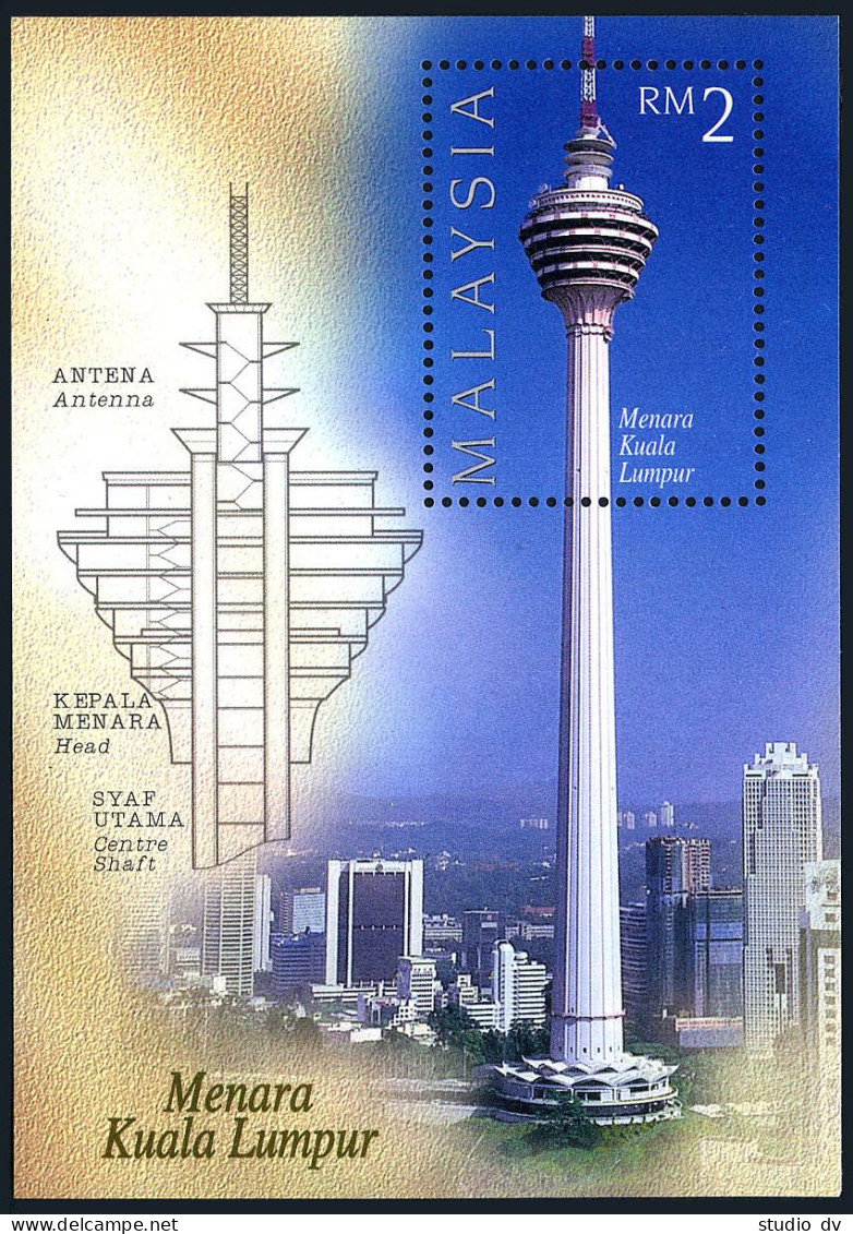 Malaysia 598 Sheet,MNH.Michel 613 Bl.14. Kuala Lumpur Tower.1996.   - Malaysia (1964-...)