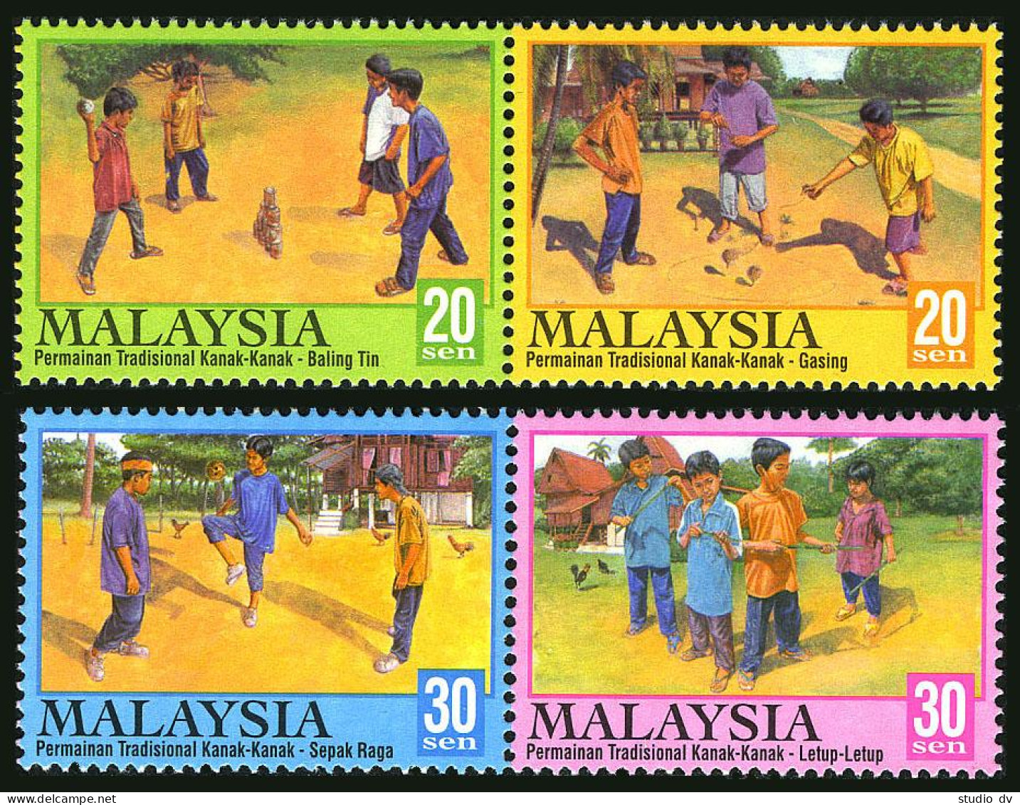 Malaysia 813-814,MNH. Children,s Games,2000.Gasing,Baling Tin,Letup-letup,Sepak. - Maleisië (1964-...)