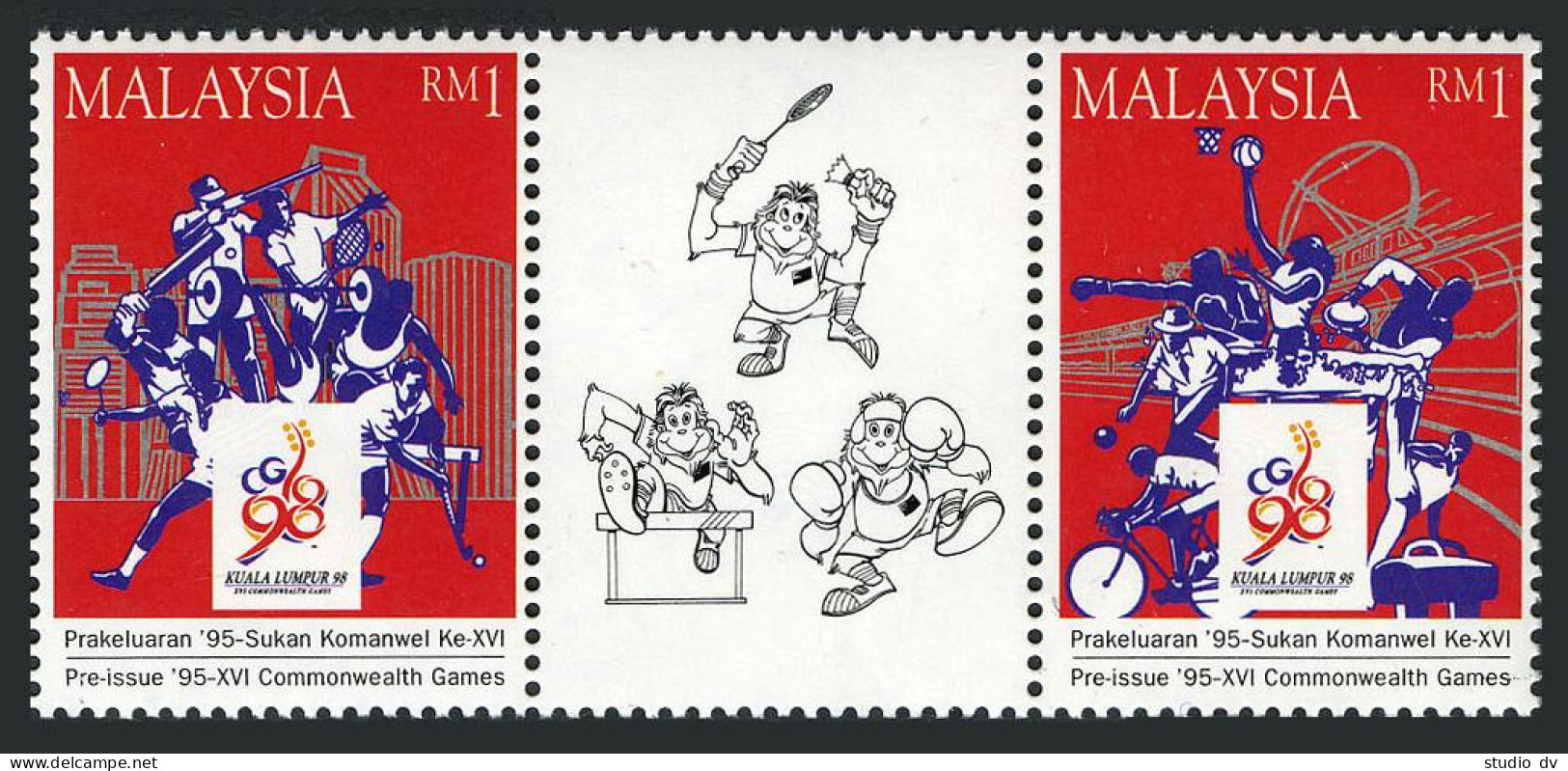 Malaysia 550a Pair,MNH.Michel 569-570. Commonwealth Games,1998.Tennis,Basketball - Malaysia (1964-...)