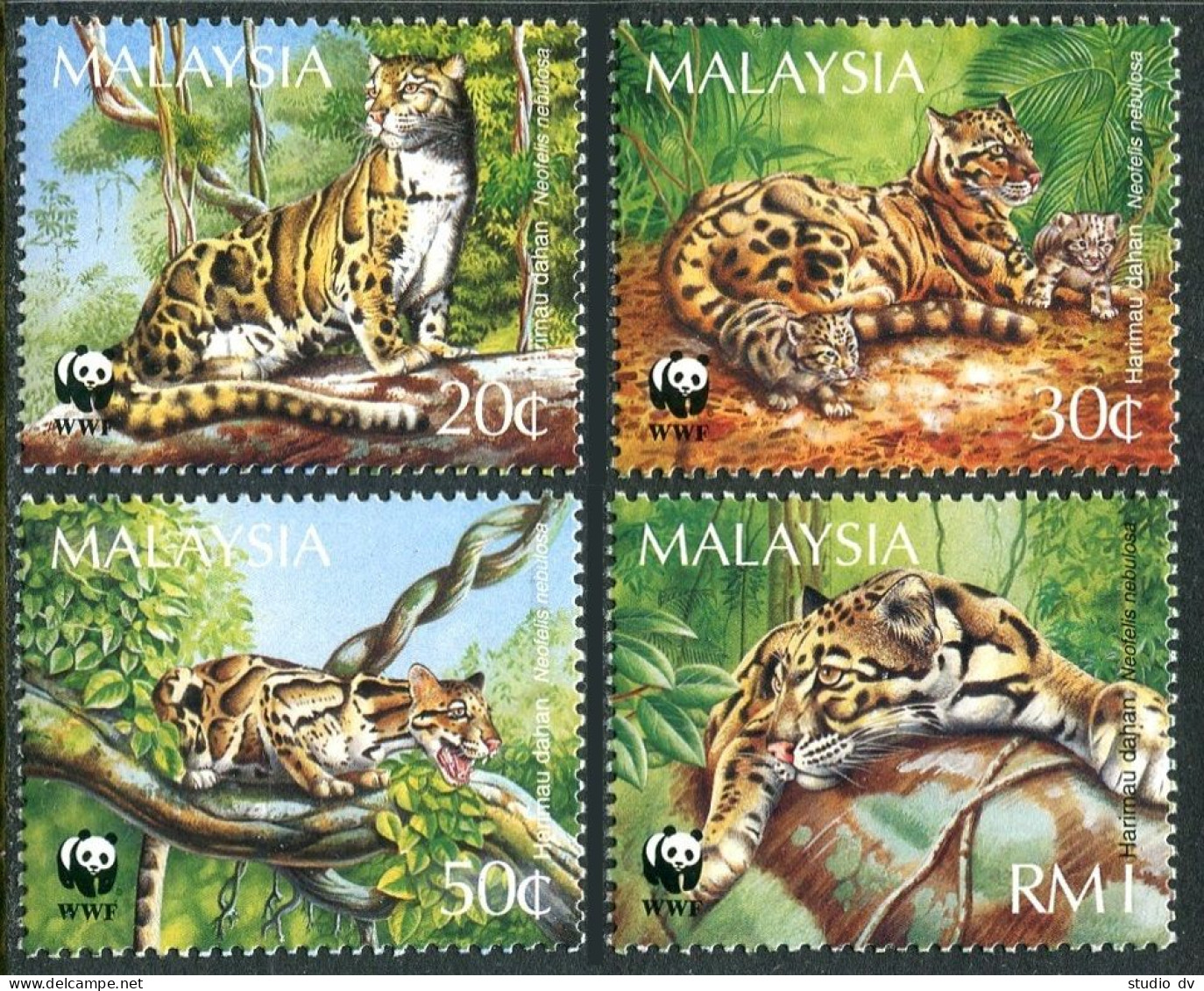 Malaysia 538-541, MNH. Michel 557-560. WWF 1995. Neofelis Nebulosa. - Malaysia (1964-...)