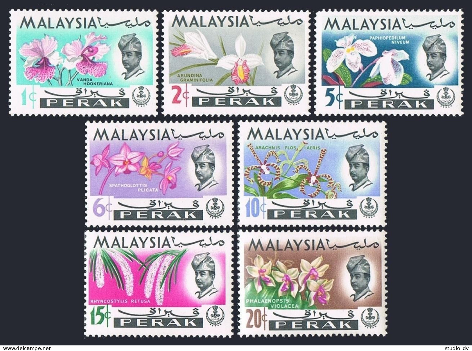 Malaysia Perak 139-145,MNH.Michel 115-121. Orchids 1965.Sultan Idris. - Malesia (1964-...)