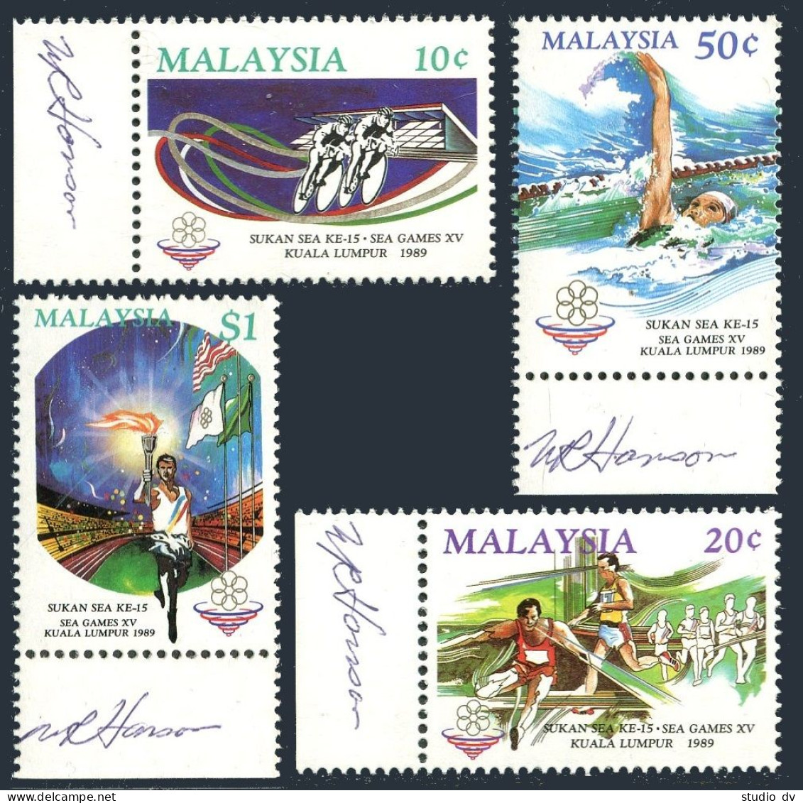 Malaysia 398-401, MNH. Mi 403-406. SEA Games, 1989. Cycling,Swimming,Torch,flag, - Malaysia (1964-...)
