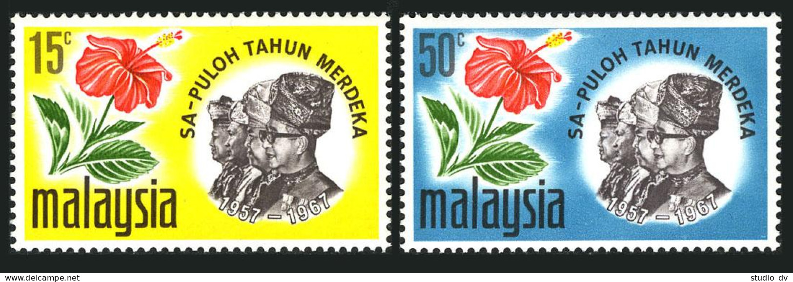 Malaysia 44-45,MNH.Michel 43-44. Independence-10,1967.Hibiscus,Rulers.  - Malaysia (1964-...)