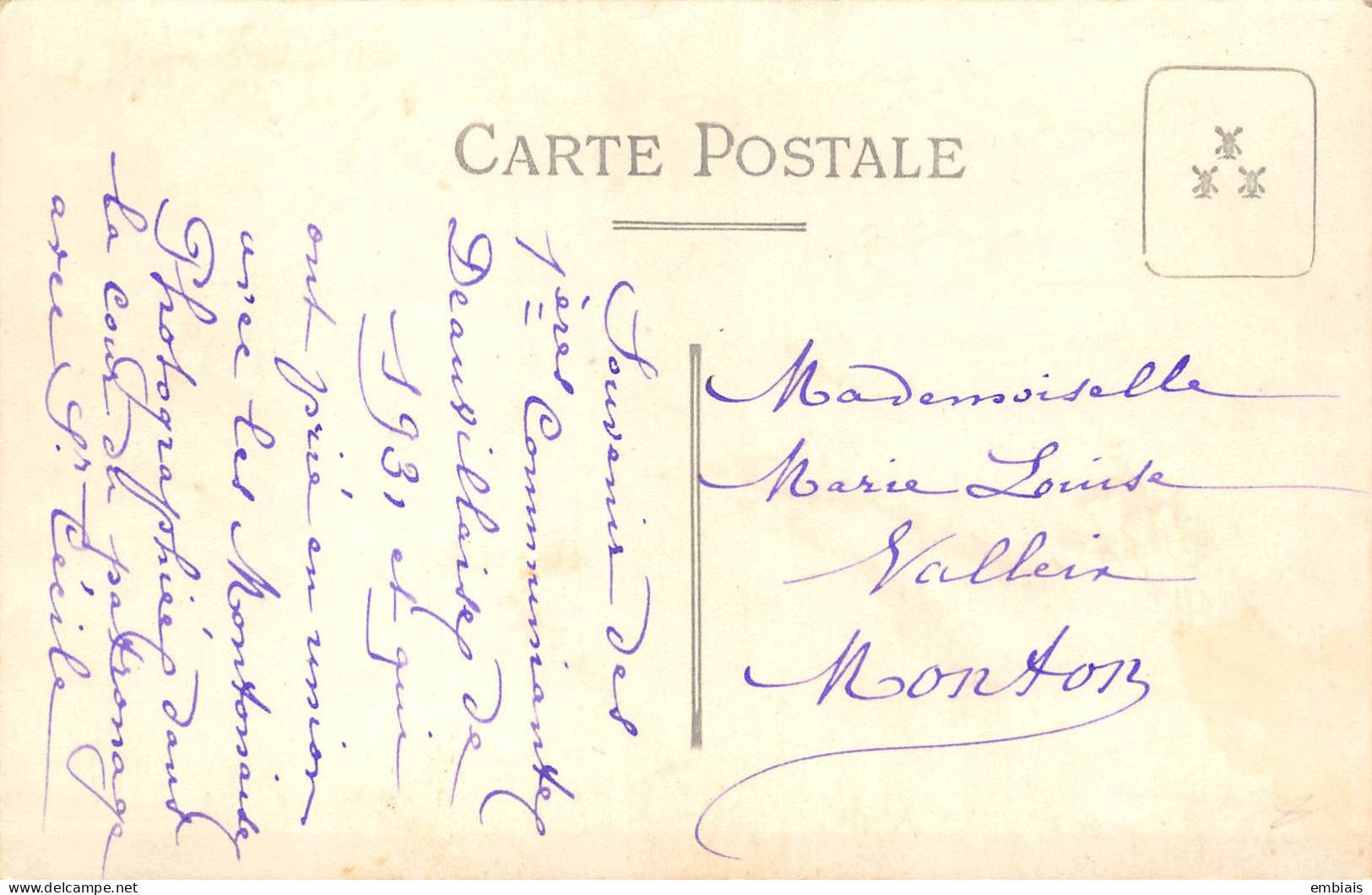 14 DEAUVILLE - Carte Photo D'une 1ère Communion Dans La Cour Du Patronage Avec Sœur Cécile 1931 - Deauville