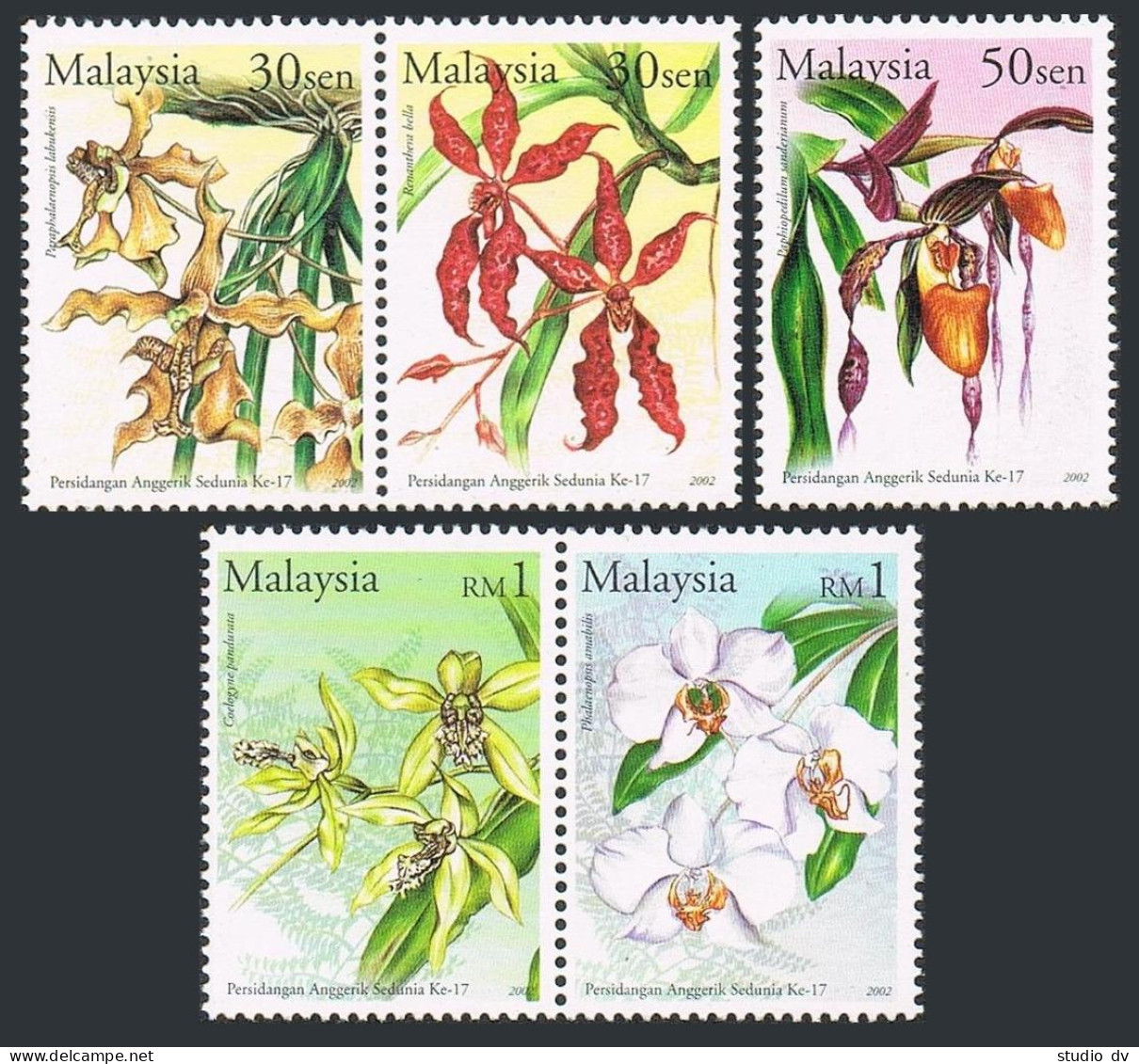Malaysia 874-876,877,MNH. World Orchid Congress,2002. - Malaysia (1964-...)