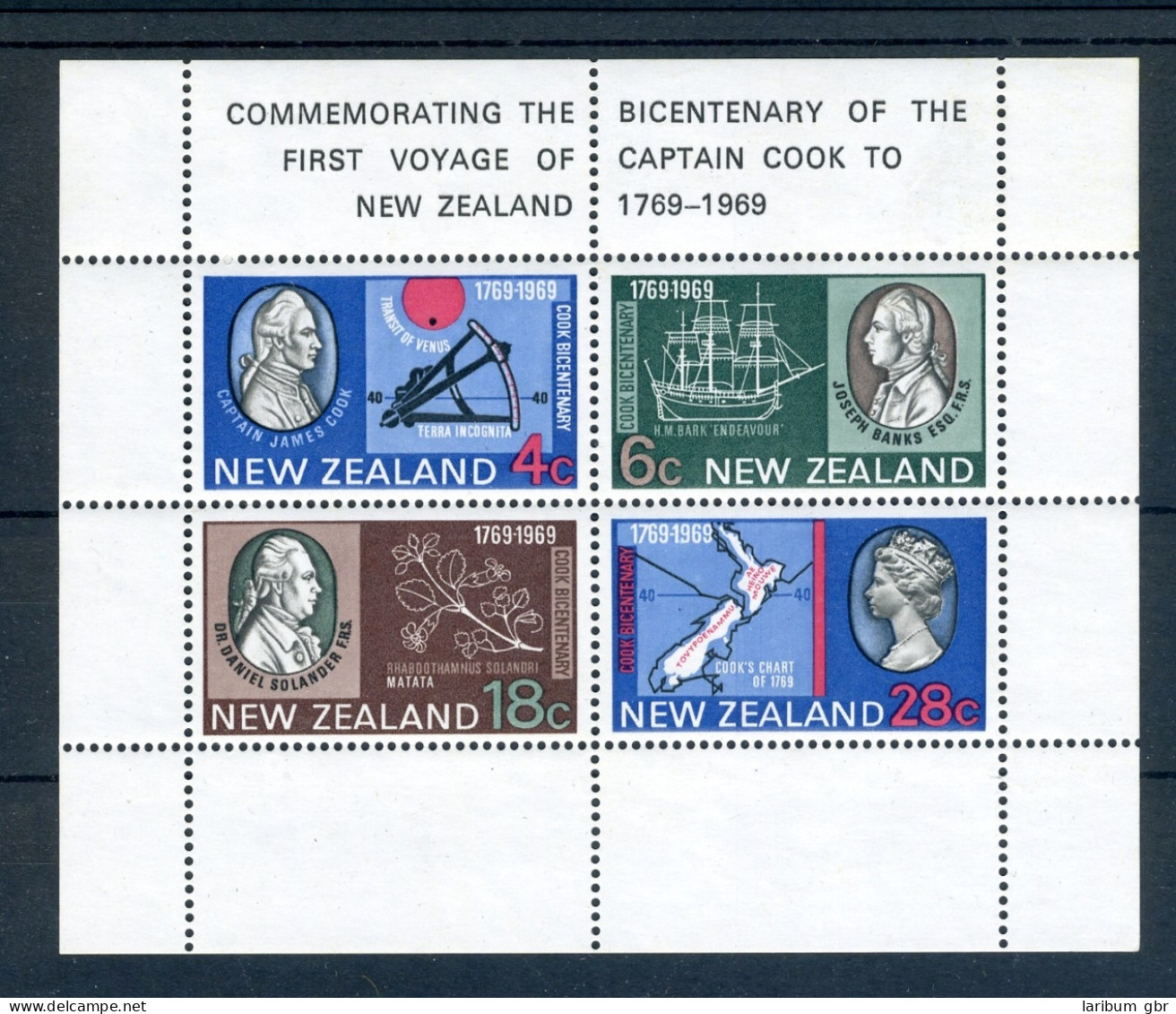 Neuseeland Block 1 Postfrisch Captain Cook #JK359 - Other & Unclassified