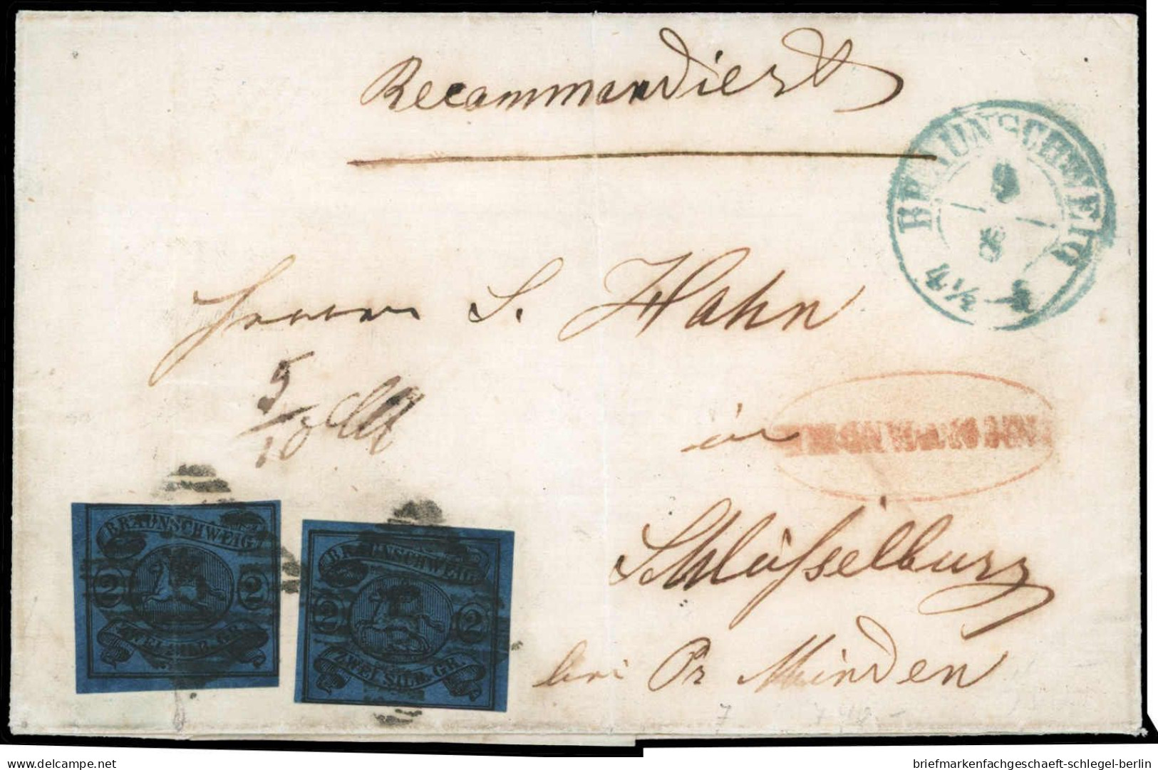 Altdeutschland Braunschweig, 1853, 7 A (2), Brief - Brunswick