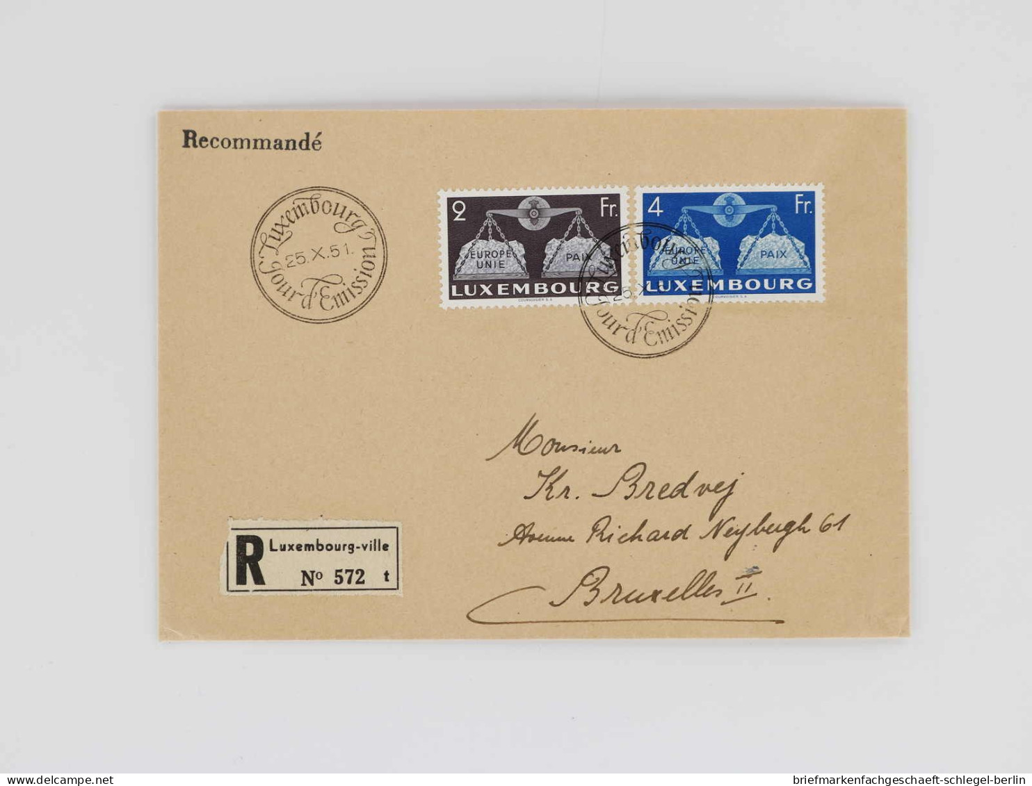 Luxemburg, 1951, 480, 483 FDC, Brief - Altri & Non Classificati