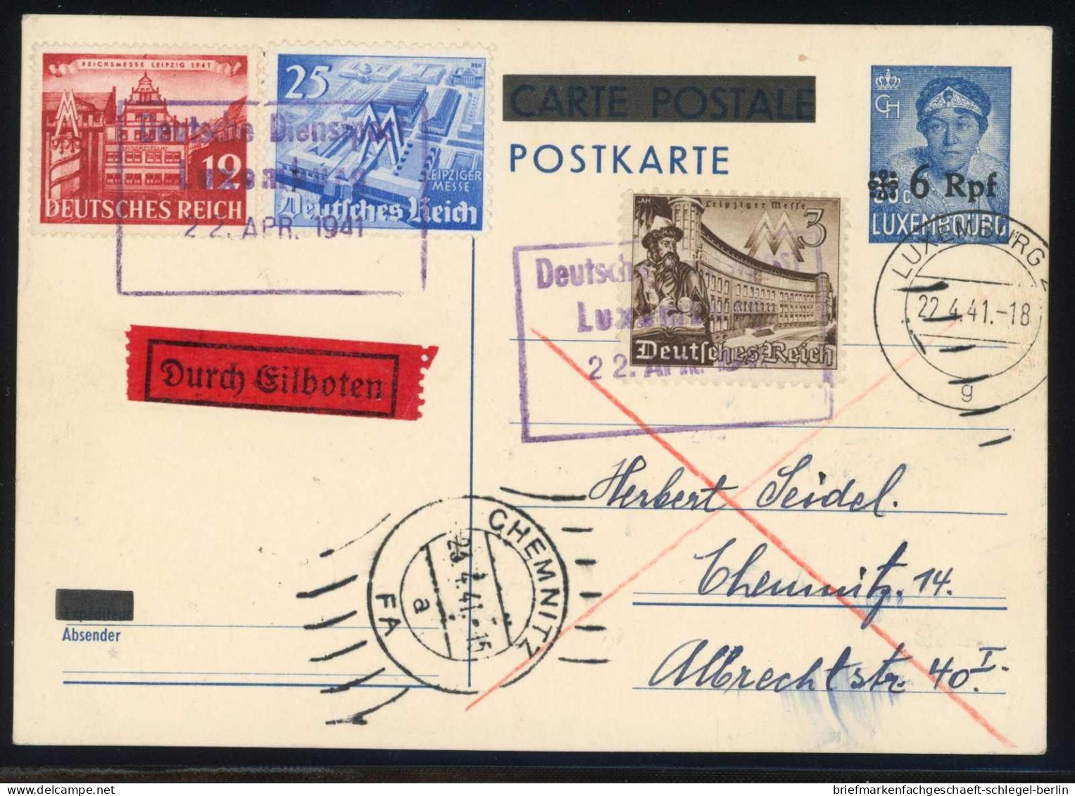 Deutsche Besetz.II.WK Luxemburg, 1940, P 7, Brief - Bezetting 1938-45