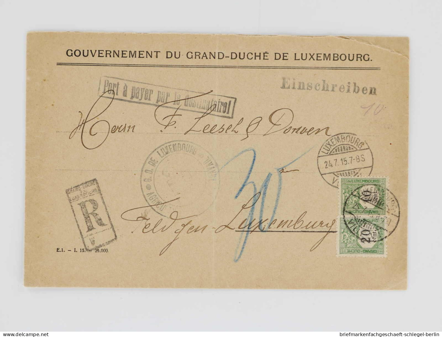 Luxemburg, 1915, P 2, P 4, Brief - Sonstige & Ohne Zuordnung