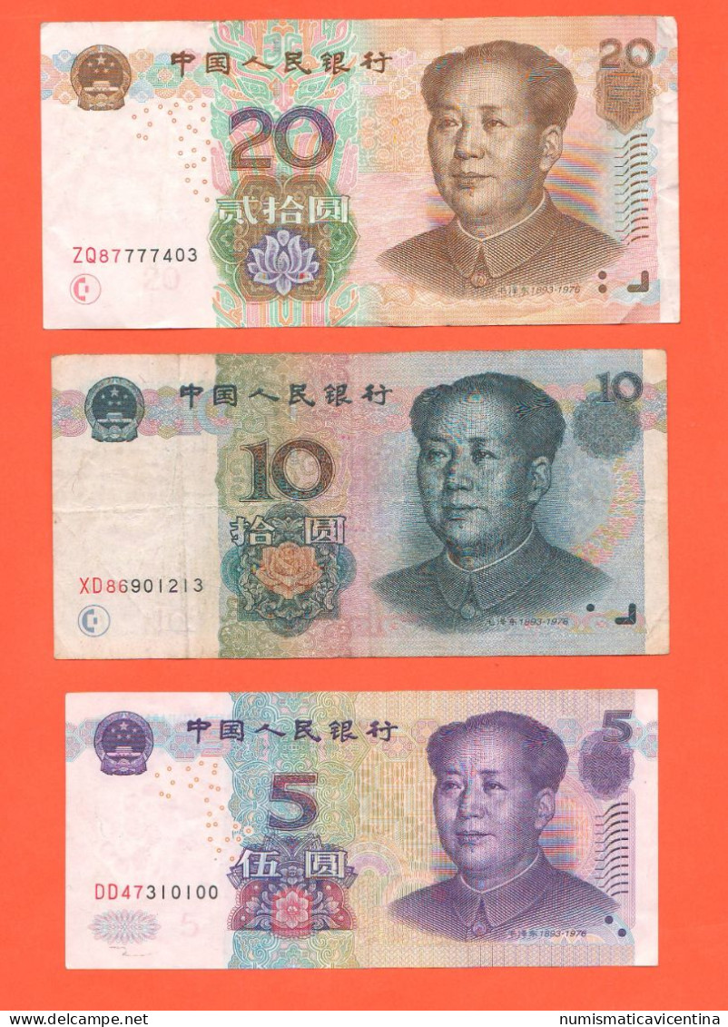 Cina 5 + 10 +20 Yuan 1999 E 2005 China  Tse-tung Mao - China