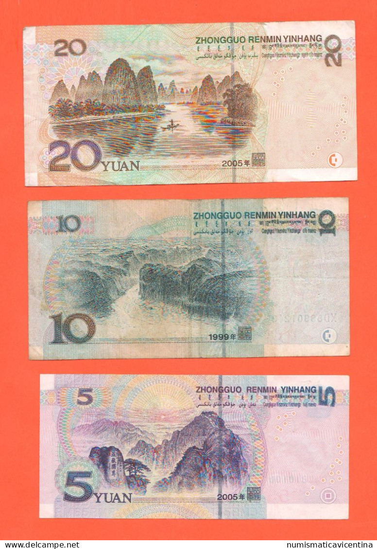 Cina 5 + 10 +20 Yuan 1999 E 2005 China  Tse-tung Mao - Cina