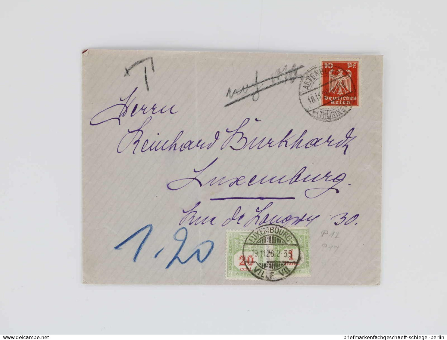 Luxemburg, 1926, P 12, P 17, Brief - Sonstige & Ohne Zuordnung