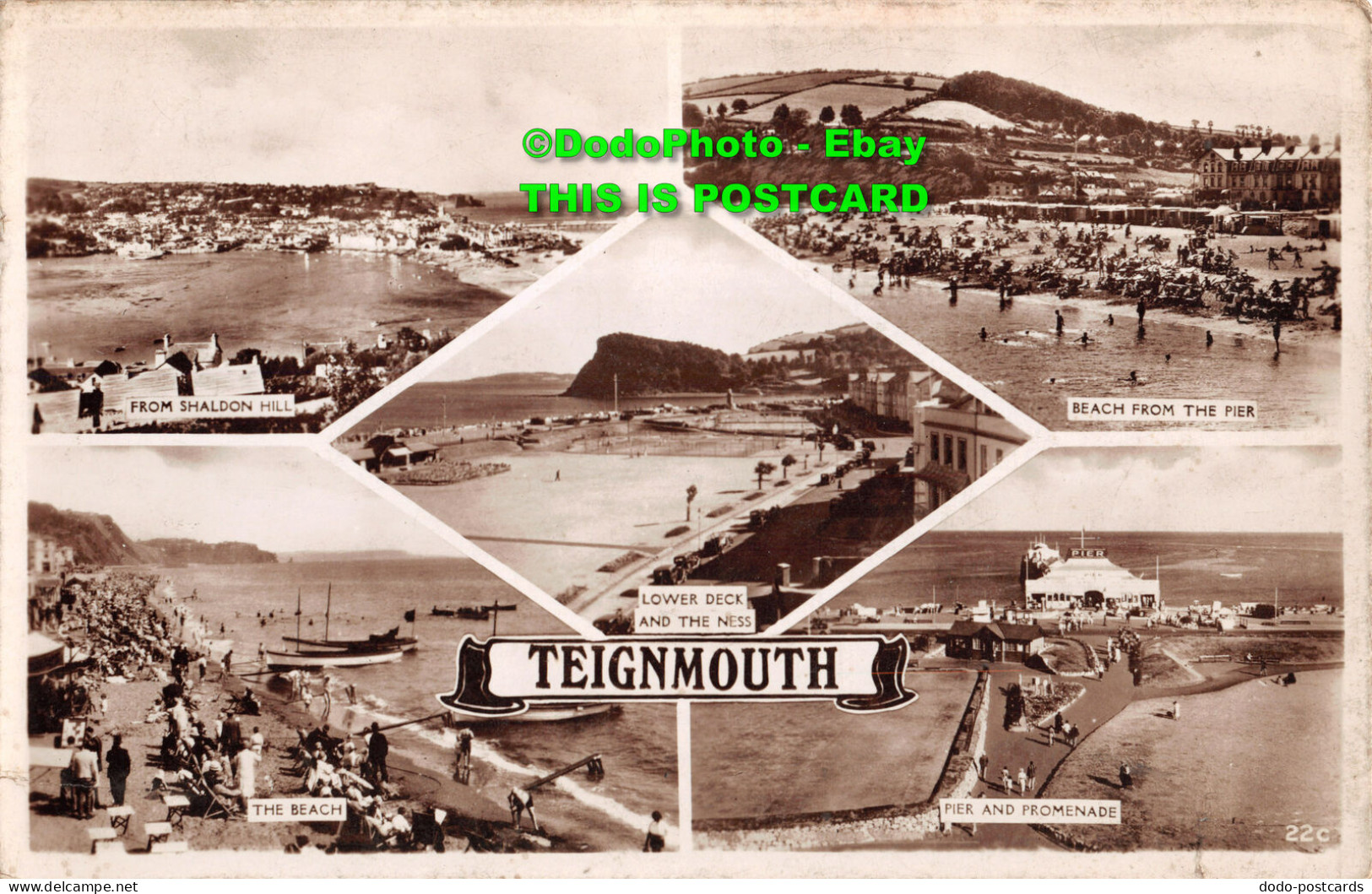 R358386 Teignmouth. From Shaldon Hill. Lower Deck And The Ness. Beach From The P - World