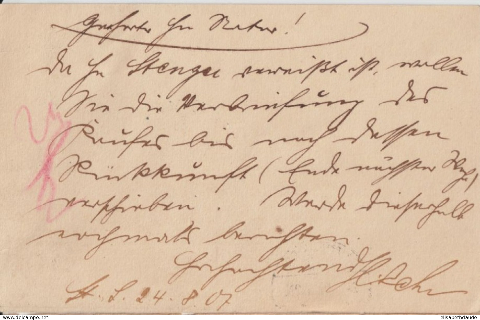 1907 - ALSACE - CACHET CONVOYEUR BAHNPOST STRASSBURG BASEL (IND 7) ZUG 213 SUP ! - CP ENTIER => DAMMERKIRCH (DANNEMARIE) - Briefe U. Dokumente
