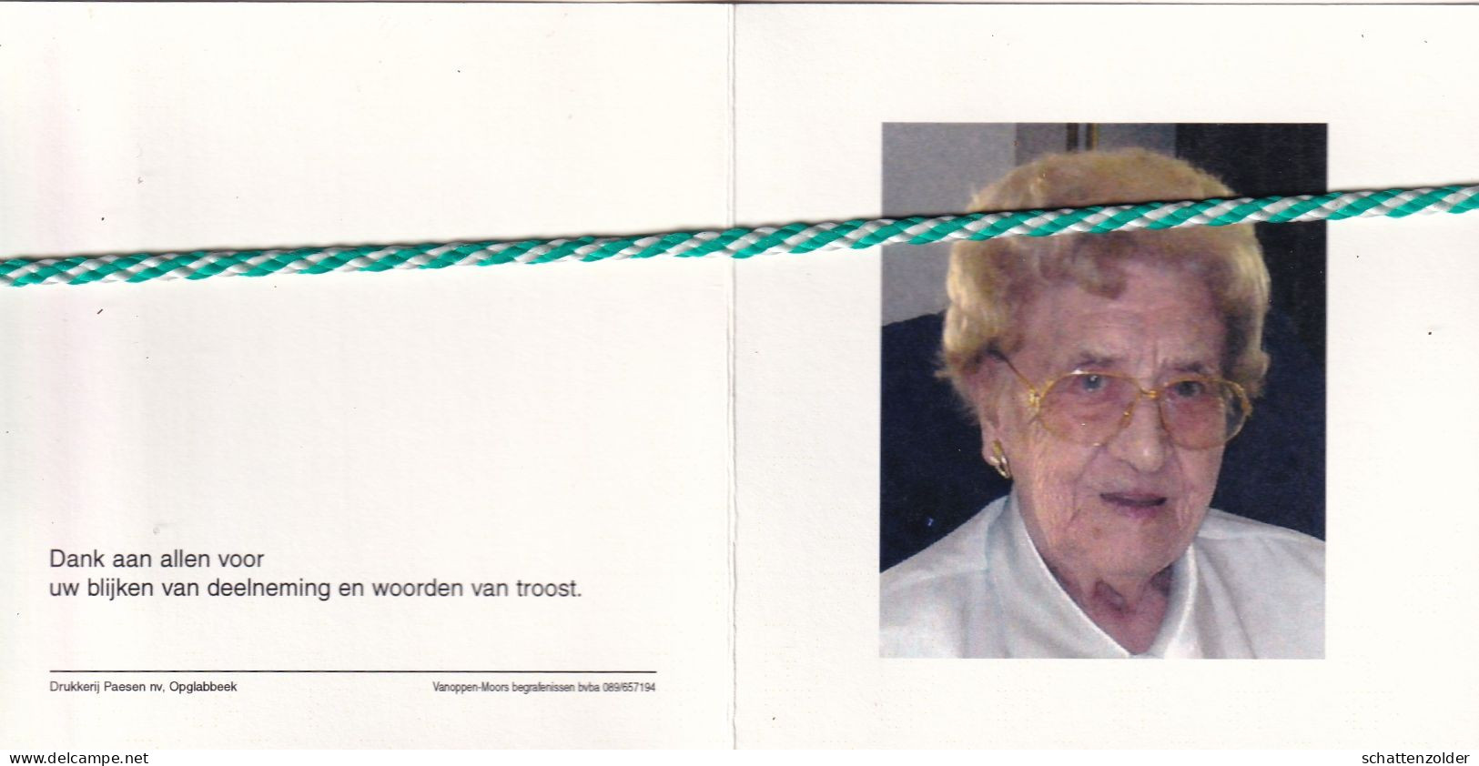 Maria Gertrude Willems, Niel Bij As 1908, Genk 2009. Onderwijzeres O.r. Honderdjarige. Foto - Esquela