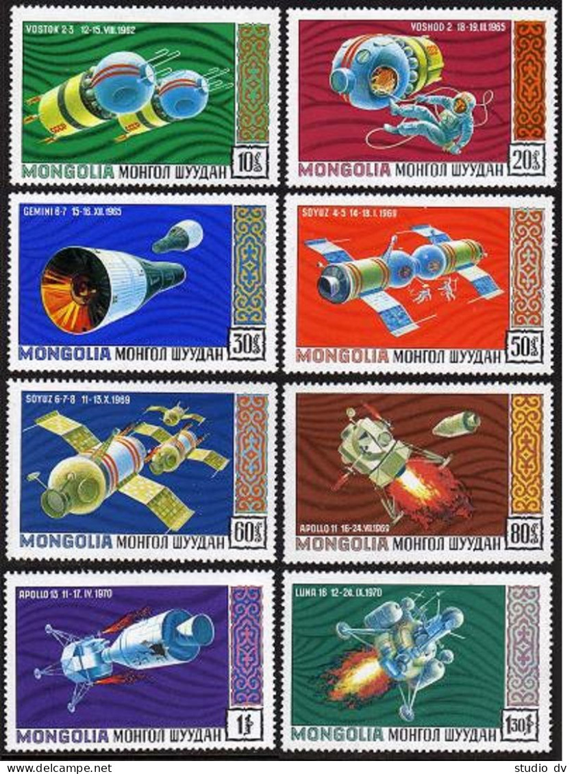 Mongolia 602-609, MNH. Michel 618-625. US & USSR Space Explorations 1971. - Mongolia